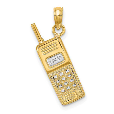 Image of 14K Yellow Gold w/ Rhodium-Plated 3-D Cell Phone Pendant