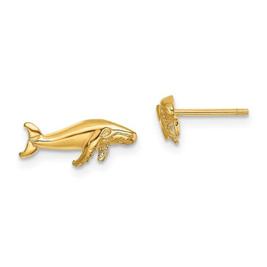 Image of 13.1mm 14K Yellow Gold Whale Post Earrings