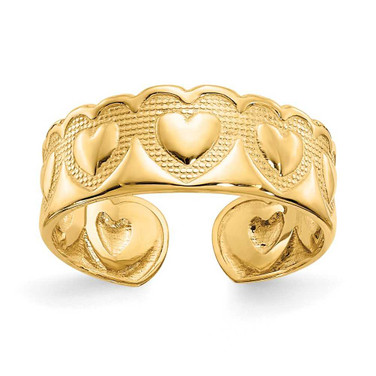 Image of 14K Yellow Gold Wide Solid Textured Heart Toe Ring