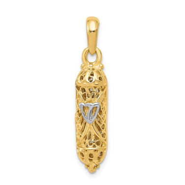 Image of 14k Yellow Gold with Rhodium Mezuzah w/Shin Pendant CG38