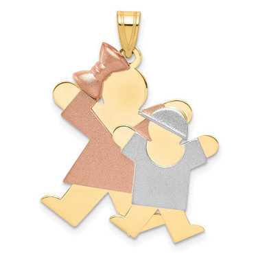 Image of 14K Yellow, White & Rose Gold Big Girl & Little Boy Pendant XK641