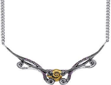 16" + 2" Rocklove Disney Two-Tone Sterling Silver The Little Mermaid Tentacle Collar Necklace