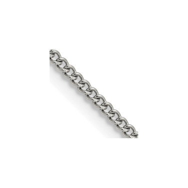 Image of 16" Stainless Steel Polished 2.25mm Round Curb Chain Necklace