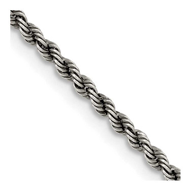 Image of 16" Sterling Silver Ruthenium-plated 2.3mm Rope Chain Necklace