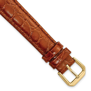 Image of 16mm 7.5" Havana Alligator Style Grain Leather Gold-tone Buckle Watch Band