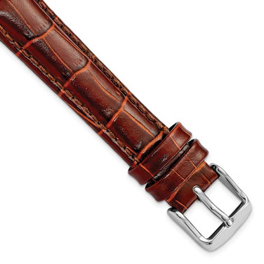 Image of 16mm 7.5" Havana Croc Style Leather Chrono Silver-tone Buckle Watch Band