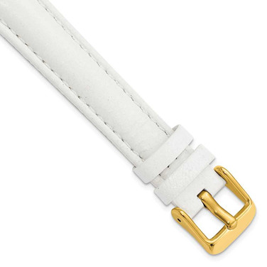 Image of 16mm 7.75" White Glove Leather Gold-tone Buckle Watch Band