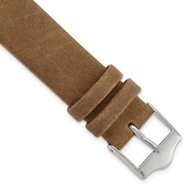 Image of 17mm 7.5" Brown Suede Leather Silver-tone Buckle Watch Band