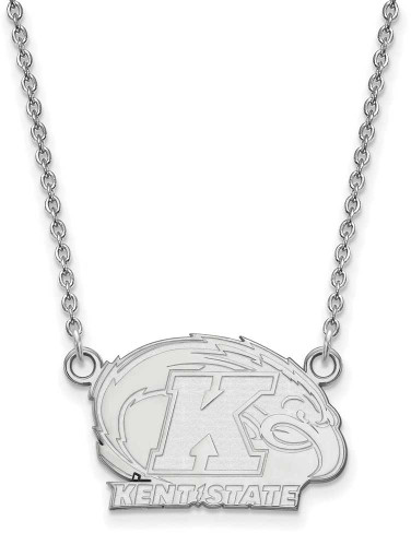 Image of 18" 10K White Gold Kent State University Small Pendant w/ Necklace by LogoArt