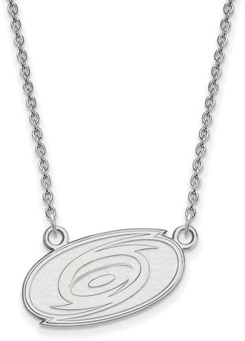 Image of 18" 10K White Gold NHL Carolina Hurricanes Small Pendant w/ Necklace by LogoArt