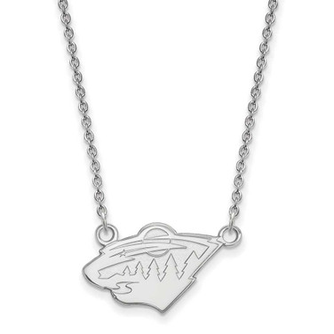 Image of 18" 10K White Gold NHL Minnesota Wild Small Pendant w/ Necklace by LogoArt