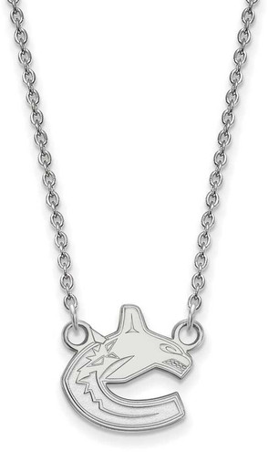 Image of 18" 10K White Gold NHL Vancouver Canucks Small Pendant w/ Necklace by LogoArt