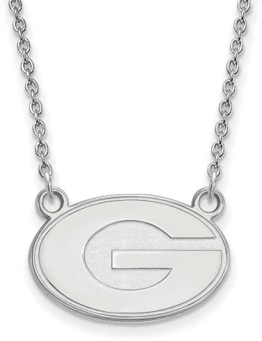 Image of 18" 10K White Gold University of Georgia Small Pendant Necklace LogoArt 1W015UGA-18