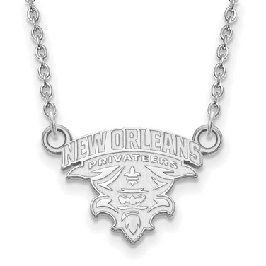 Image of 18" 10K White Gold University of New Orleans Small Pendant w/ Necklace by LogoArt