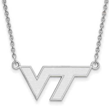 Image of 18" 10K White Gold Virginia Tech Small Pendant w/ Necklace by LogoArt (1W009VTE-18)