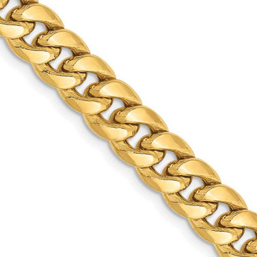 Image of 18" 10K Yellow Gold 6.75mm Semi-Solid Miami Cuban Chain Necklace