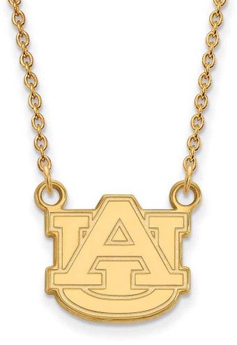 Image of 18" 10K Yellow Gold Auburn University Small Pendant w/ Necklace LogoArt (1Y015AU-18)