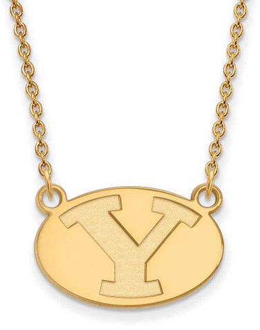 Image of 18" 10K Yellow Gold Brigham Young University Small Pendant w/ Necklace by LogoArt