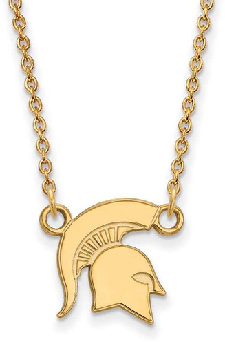 Image of 18" 10K Yellow Gold Michigan State University Sm Pendant Necklace LogoArt 1Y056MIS