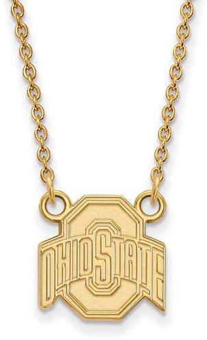 Image of 18" 10K Yellow Gold Ohio State University Small Pendant Necklace LogoArt 1Y015OSU-18
