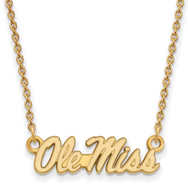 Image of 18" 10K Yellow Gold University of Mississippi Sm Pendant Necklace LogoArt 1Y054UMS