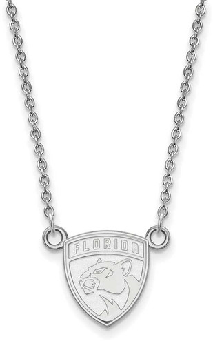 Image of 18" 14K White Gold NHL Florida Panthers Small Pendant w/ Necklace by LogoArt