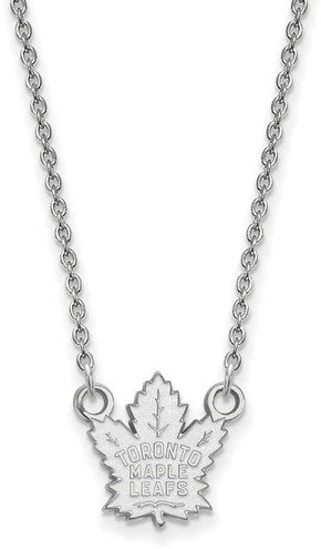 Image of 18" 14K White Gold NHL Toronto Maple Leafs Small Pendant w/ Necklace by LogoArt