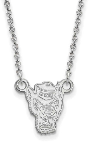Image of 18" 14K White Gold North Carolina State University Pendant Necklace LogoArt 4W056 Image of 18" 14K White Gold North Carolina State University Pendant Necklace LogoArt 4W056