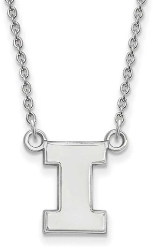 Image of 18" 14K White Gold University of Illinois Small Pendant Necklace LogoArt 4W015UIL-18