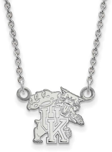 Image of 18" 14K White Gold University of Kentucky Small Pendant Necklace LogoArt 4W056UK-18