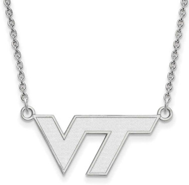 Image of 18" 14K White Gold Virginia Tech Small Pendant w/ Necklace by LogoArt (4W009VTE-18)