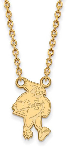 Image of 18" 14K Yellow Gold Iowa State University Large Pendant Necklace LogoArt 4Y024IAS-18