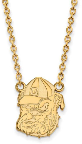 Image of 18" 14K Yellow Gold University of Georgia Large Pendant Necklace LogoArt 4Y055UGA-18