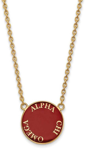 Image of 18" Gold Plated 925 Silver Alpha Chi Omega Sm Pendant Necklace LogoArt GP013ACO-18