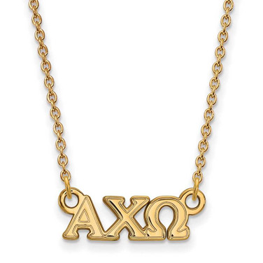 Image of 18" Gold Plated 925 Silver Alpha Chi Omega XS Pendant Necklace LogoArt GP006ACO-18