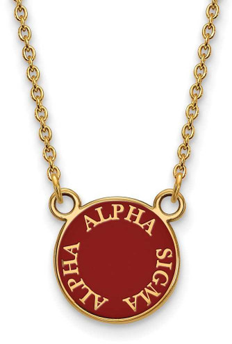 Image of 18" Gold Plated 925 Silver Alpha Sigma Alpha XS Pendant Necklace LogoArt GP012ASI-18