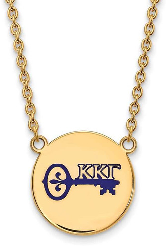 Image of 18" Gold Plated 925 Silver Kappa Kappa Gamma Sm Pendant Necklace LogoArt GP045KKG-18