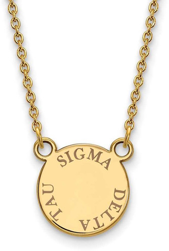 Image of 18" Gold Plated 925 Silver Sigma Delta Tau XSmall Pendant Necklace LogoArt GP014SDT