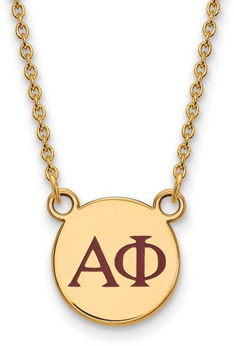 Image of 18" Gold Plated Sterling Silver Alpha Phi XSmall Pendant Necklace LogoArt GP027APH