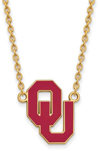 Image of 18" Gold Plated Sterling Silver Oklahoma Large Enamel Pendant w/ Necklace by LogoArt