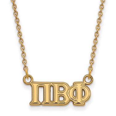Image of 18" Gold Plated Sterling Silver Pi Beta Phi Medium Pendant w/ Necklace by LogoArt