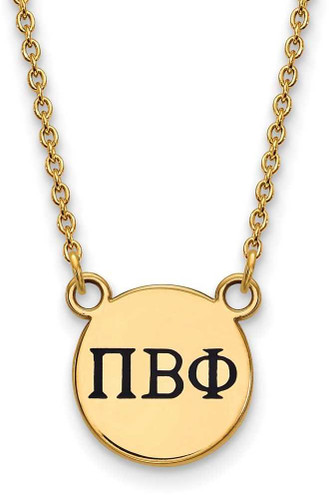Image of 18" Gold Plated Sterling Silver Pi Beta Phi XSmall Pendant LogoArt Necklace GP016PBP