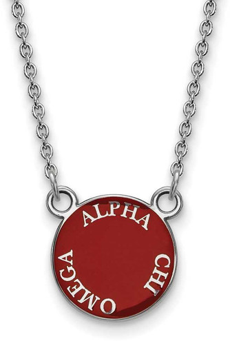 Image of 18" Sterling Silver Alpha Chi Omega X-Small Pendant Necklace by LogoArt SS012ACO-18