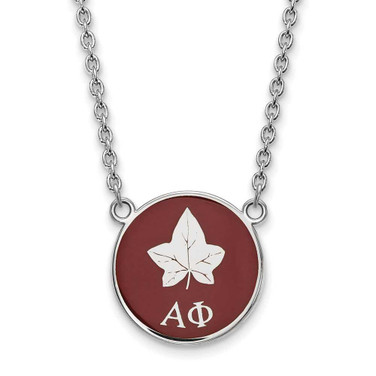 Image of 18" Sterling Silver Alpha Phi Small Enamel Pendant w/ Necklace LogoArt (SS043APH-18)
