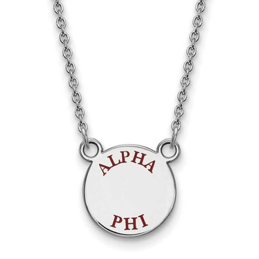 Image of 18" Sterling Silver Alpha Phi X-Small Enamel Pendant Necklace by LogoArt SS014APH-18