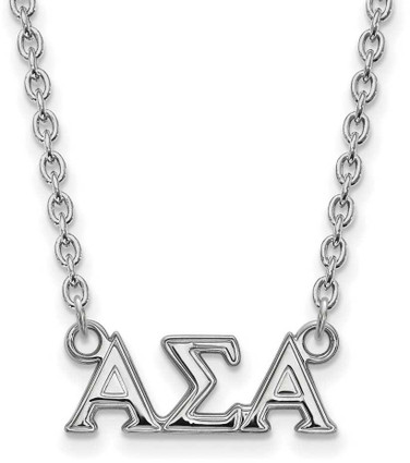 Image of 18" Sterling Silver Alpha Sigma Alpha Medium Pendant w/ Necklace by LogoArt