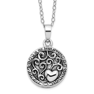 Image of 18" Sterling Silver Antiqued In My Heart Urn Ash Holder Necklace