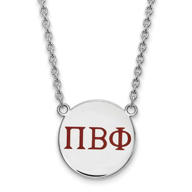 Image of 18" Sterling Silver Pi Beta Phi Small Enamel Pendant Necklace by LogoArt SS028PBP-18