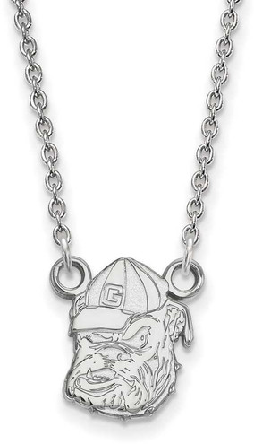 Image of 18" Sterling Silver University of Georgia Small Pendant Necklace LogoArt SS054UGA-18