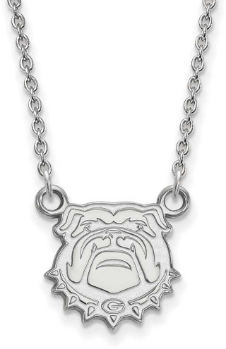 Image of 18" Sterling Silver University of Georgia Small Pendant Necklace LogoArt SS073UGA-18